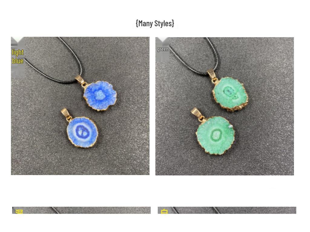 Seven-Color Crystal Sunflower Pendant Necklace with Gold Edging