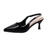 Fashion Patent Leather Wrapped Stiletto Sandals Summer New Pointed Toe Shallow Mouth Metal Chain Slip Strap High Heels