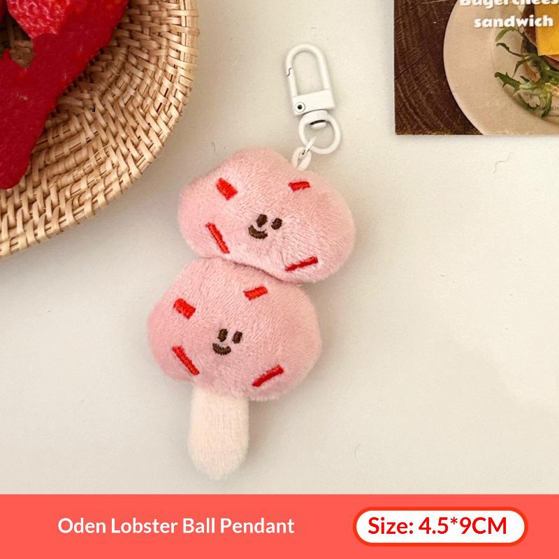 Cute Cartoon Oden Plush Keychain Creative Fun Simulated Food Doll Pendant Car Keychain Backpack Decorative Accessories Gift