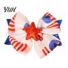 Holiday Photo Props Independence Day Bow Hair Clip for Girls, Red Blue White Glitter Hairpin, Double Layer Cute Styling Clips with Sequins Star,
