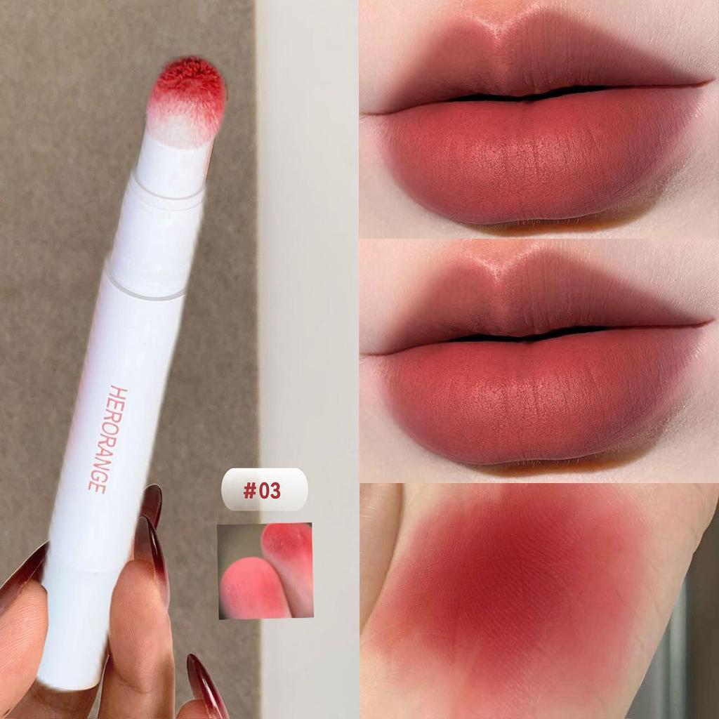 HERORANGE Try To Be Happy Cushion Matte Nude Lip Glaze for a Fair, Bare Lip Look