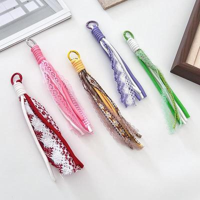 Chaveiro Ornamento Criativo de Renda com Franjas DIY Decoração de Bolsa Celular Achados de Joias Acessórios Decoração Artesanato