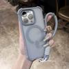 Matte Shockproof Armor For Magsafe Wireless Charge Case for iPhone 16 16E 15 14 Plus 13 12 11 Pro Max Clear Wrist Strap Cover