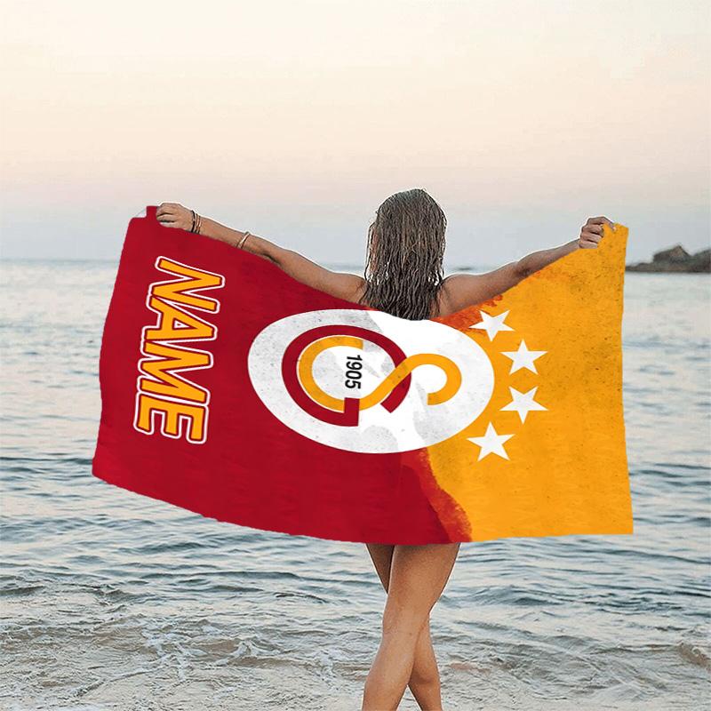 1pc Football6 Beach Towel with Custom Name, Beach/Swimming/Bath/Picnic/Camping Towel, Suitable for Seaside Beaches