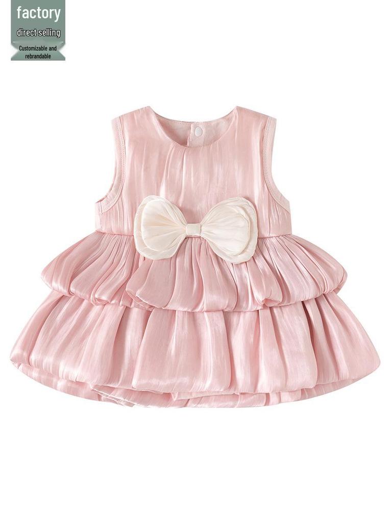 Sommer Baby Ärmelloses Prinzessinnenkleid & Strampler Kombi