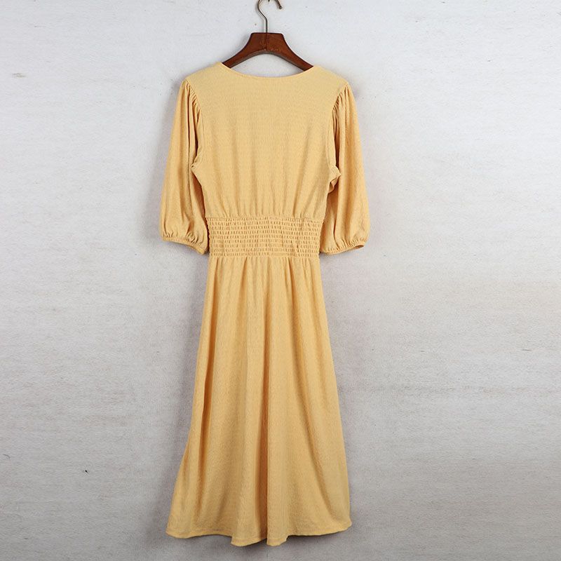 Sunshine House Summer New Arrival Export European and American Women's Clothing V Neck Short-Sleeved Women's Clothing Dress A- line Umbrella Skirt