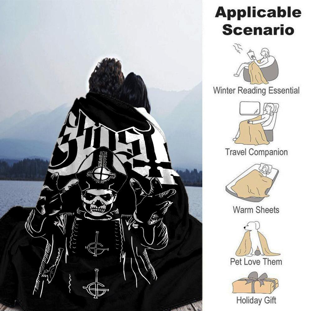 1pc Ghost Band Throw Blanket Soft Flannel, Cozy All Season Polyester Perfect for Home, Office