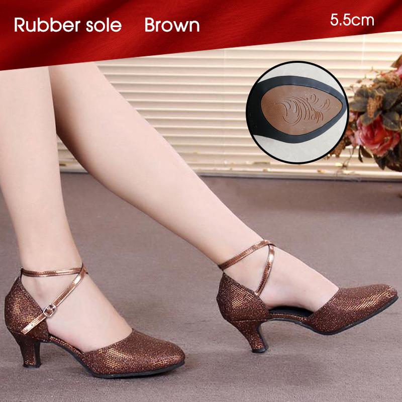 Damskie PU buty do tańca latynoskiego z zamkniętymi palcami miękka podeszwa Salsa nowoczesne buty Tango buty do tańca towarzyskiego 5.5cm obcas