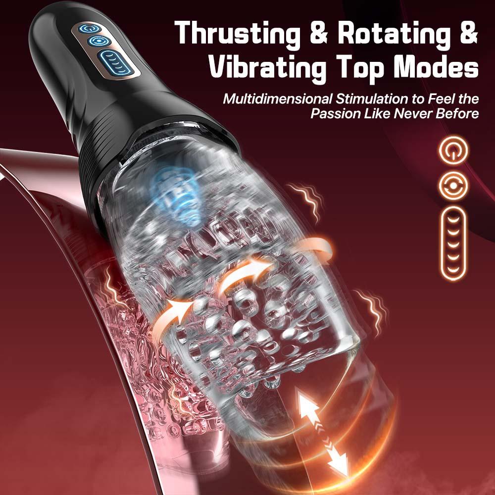 Automatyczny Masturbator Męski, Zabawka Seksualna dla Mężczyzn Sterowana Aplikacją, 5 Trybów Ruchów Posuwistych i Rotacyjnych oraz 10 Trybów Wibracji, Zabawki dla Dorosłych, Zabawki Seksualne dla Mężczyzn