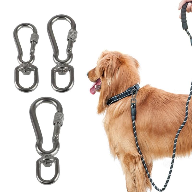 Stainless Steel Hook with Swivels for Dog Collar Carabiner with Swivels Joint Bolted Carabiner for Pet Leashes/Camping T