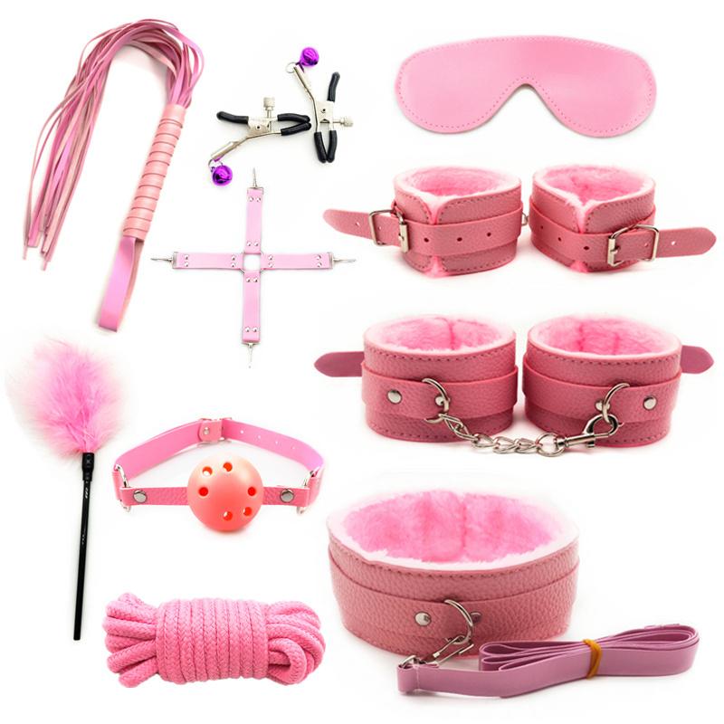 Sex Toy Kit Bondage Restraints Set Adult Toys Sex Games Erotic Toys Anal Plug Handcuffs Whip Gag Bdsm Kits Sex Toys for Couples
