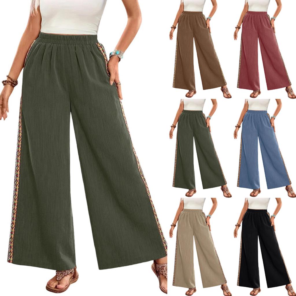 Womens Pants Casual Drawstring Elastic Waist Pants Comfy Straight Yoga Loose Trousers