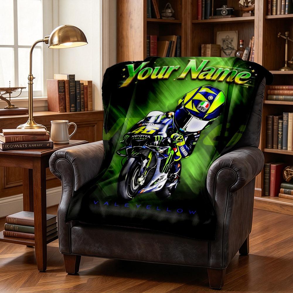 Custom Name Moto Flannel Blanket Throw Blanket Soft Warm Sofa Bed Camping Home Decor Unique Christmas Gift