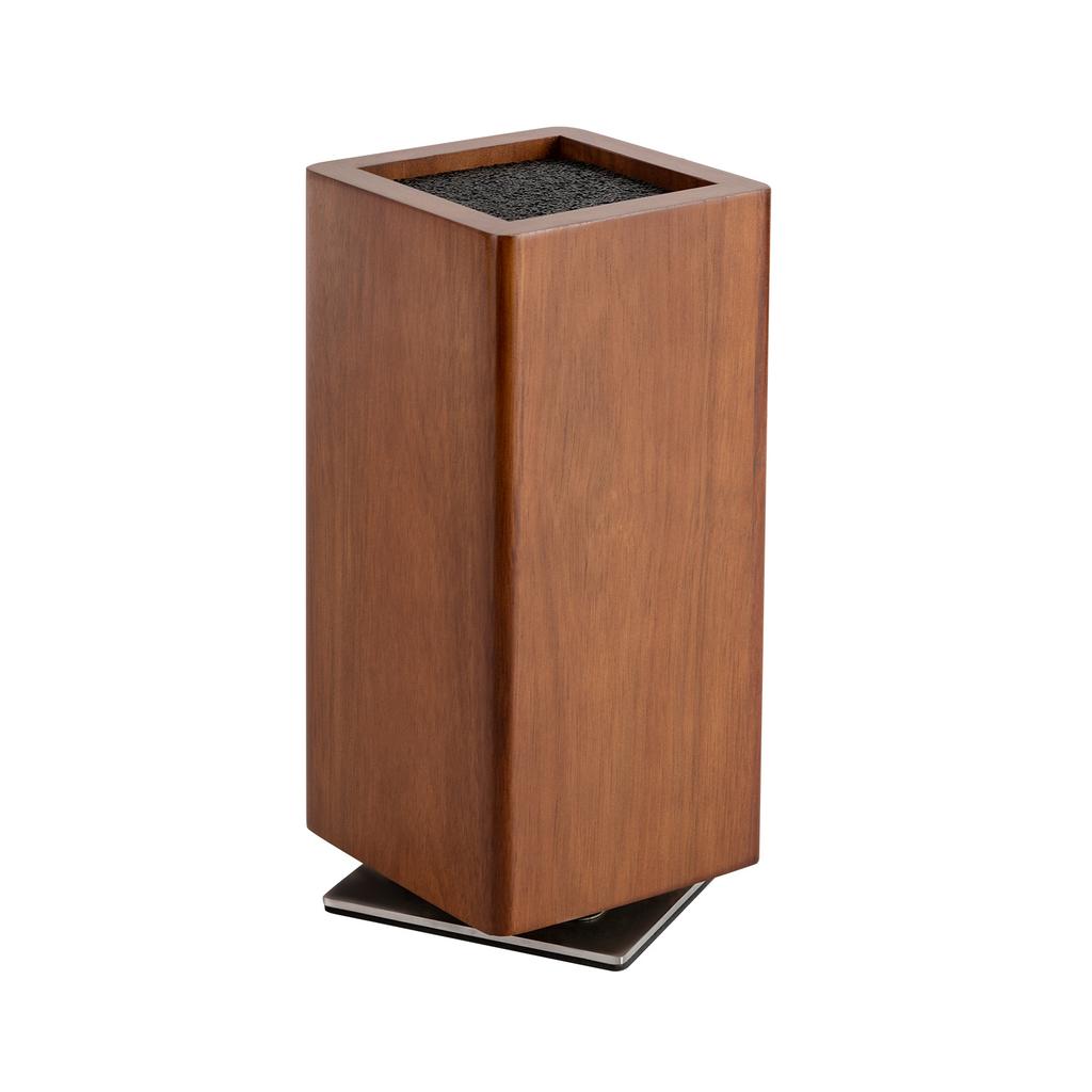 360° Rotating Magnetic Knife Block - Strong Magnet, Acacia Wood & PP Core, Drainage Holes for Dryness, Durable & Space-Saving Design (11x11x24. 6cm)