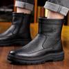 Winter Wool Men's Cotton Shoes Cowhide High-top Snow Boots Velvet Warm Leather Boots Tall Men's Shoes
