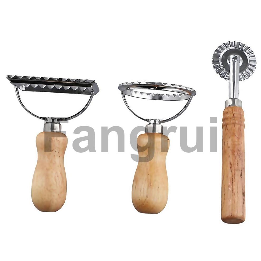 For 3pcs Ravioli Stamp Maker Cutter With Roller Wheel Setmold With Wooden Handle For Pastadumplings