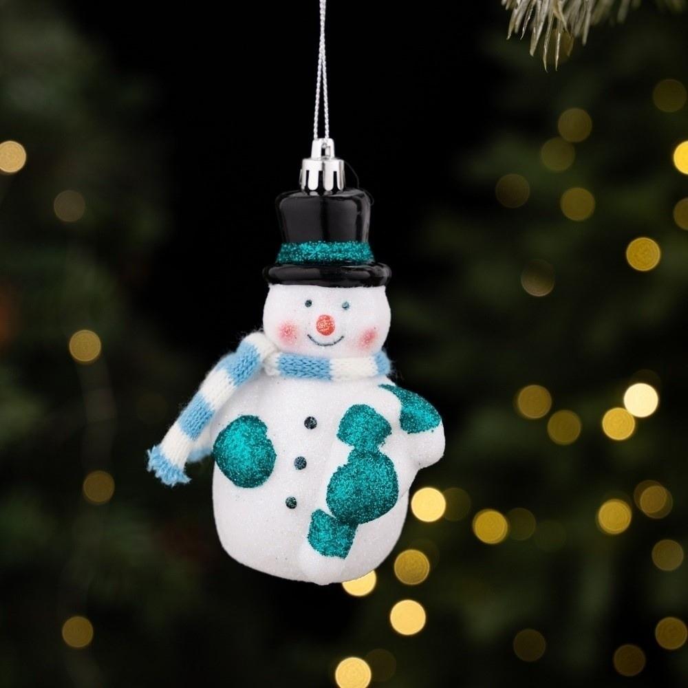Santa Christmas Tree Decor Plastic Xmas Ornaments Santa Claus Snowman Pendant Kids Xmas Gift
