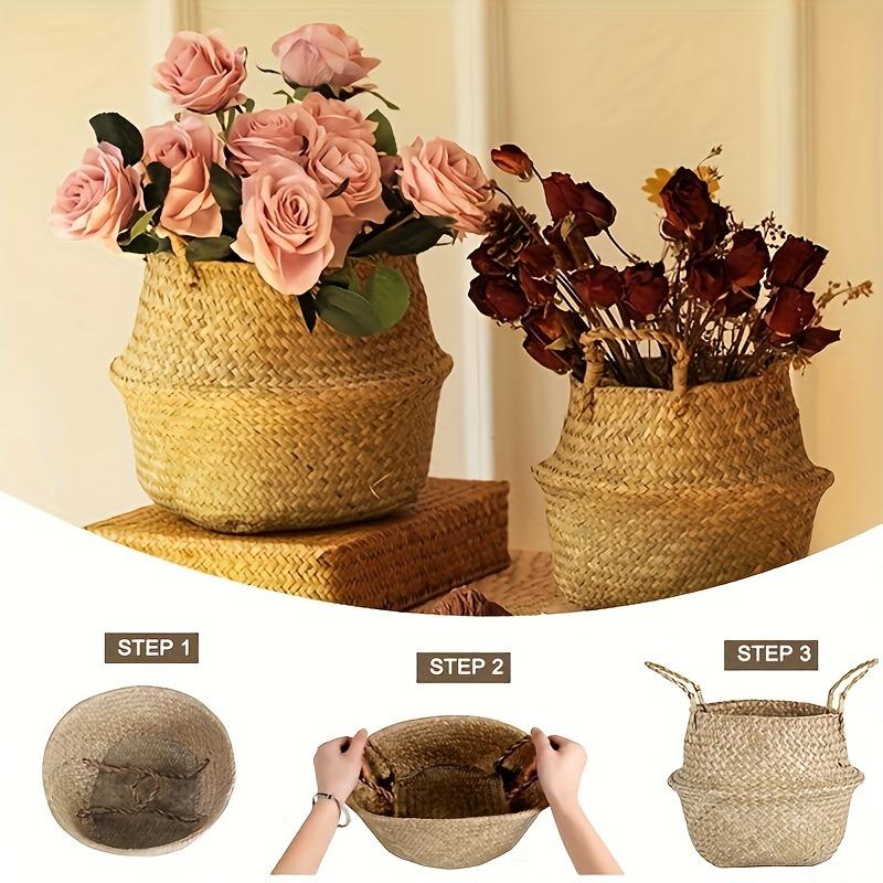 Hand-Woven Vase, Oval Standing Plant, Clothing and Home Decoration Storage Basket, Flower Pot Storage Basket
