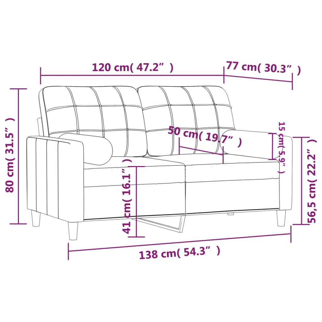 Vidaxl 2-Seater Sofa With Cushions, Light Yellow, 120 Cm, Fabric