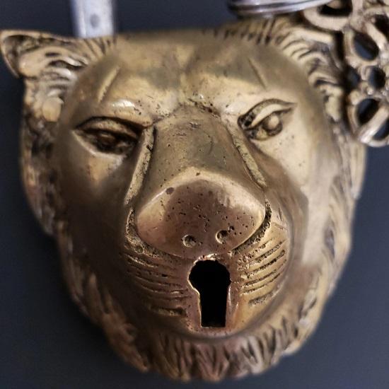 Messing-Löwenschloss mit Schlüsseln, indisches Tier-Vorhängeschloss, Vintage-Metallguss, Geburtstagsgeschenk, Heimdekoration, Muttertag, Vatertagsgeschenk