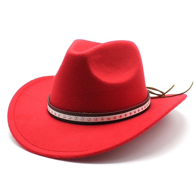 Felt Hat Retro Woolen Hat Cowboy Hat Belt Woolen Top Hat Ethnic Style Hat Retro Jazz Hat