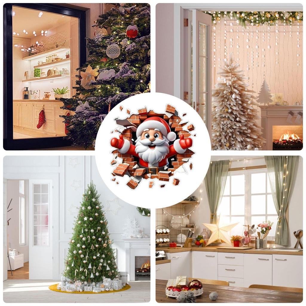 Santa Claus Break the Wall Sticker Decals Removable Christmas Sticker Festival Home Decor 2025 Xmas Toilet Lid Decals