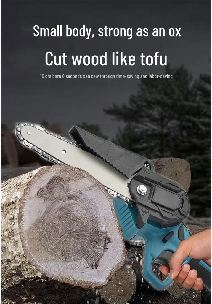 6-Inch Rechargeable Handheld Electric Chainsaw for Outdoor Tree Cutting and Lumberjacking