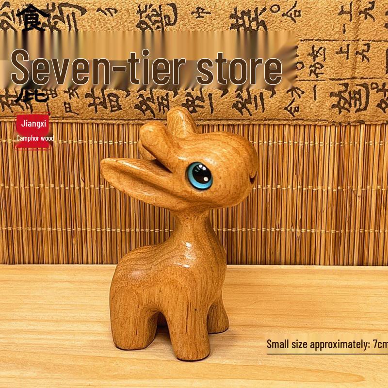 Handmade Bleached Lacquer Camphor Wood Deer Ornament
