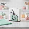 Halloween Party Table Setting Wooden Paper Towel Holder, Vertical Napkin Stand, Retro Dark Style Unique Spooky Souvenir for Home Freestanding