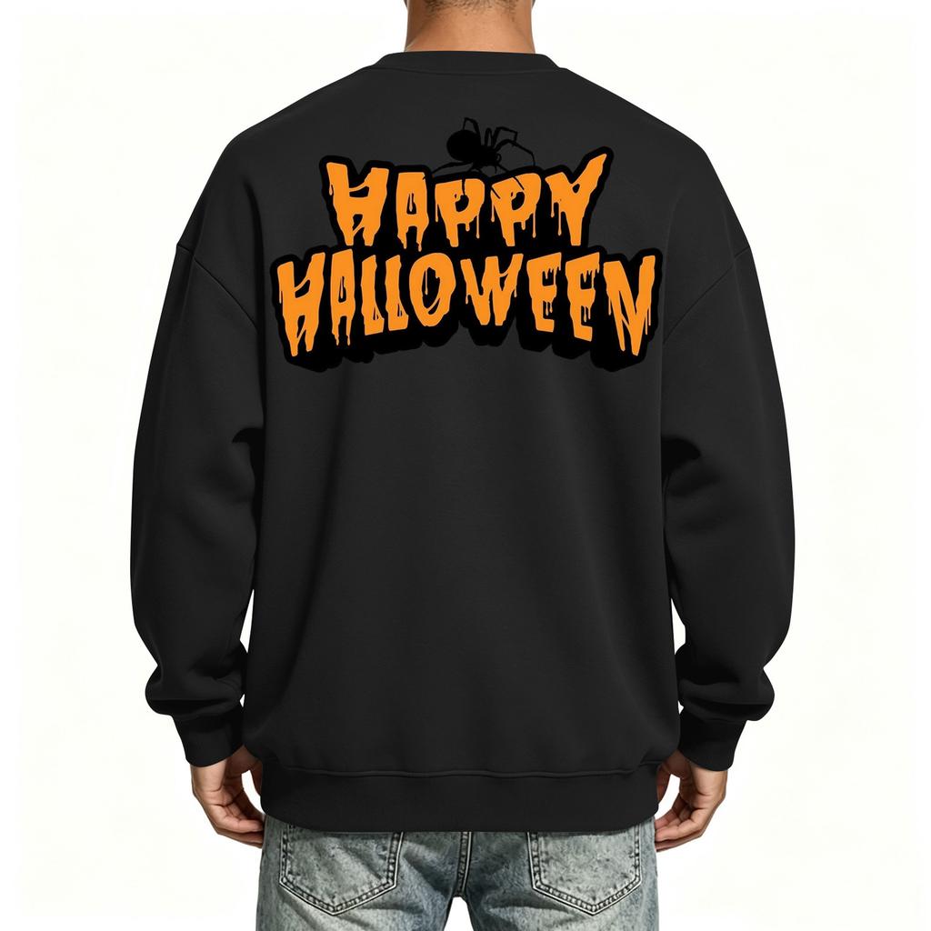 Men's Halloween Printed Long Sleeve T-Shirt Crewneck Casual Sports Top Unisex for Couples