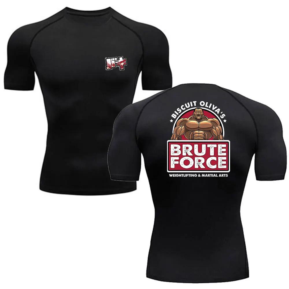 Herren Gym Kleidung Anime Herren Kompressions-T-Shirt Fitness Sport Laufen Eng Baki T-Shirts Athletisch Schnelltrocknend Sommer Oberteile T-Shirt