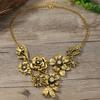Bold Retro Floral Leaf Necklace Rhinestone Inlaid Luxury Exquisite Collar Chain Women's New Style Party Jewelry Gift