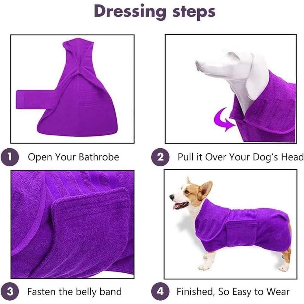 Coral Fleece Dog Bathrobe Quick Drying Absorbent Dog Bath Towel for Large Small Dogs Comfortable Dog Clean Washcloth Swimming