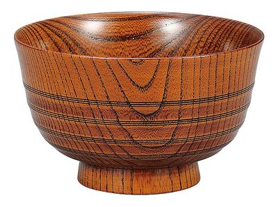 Miyamoto Sangyo Keyaki Made by Nakade 430ml Bowl, 4.2mm, Flat-striped, Hiromichi,
