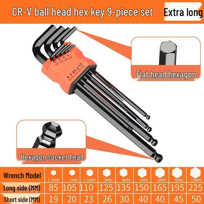 S2 Alloy Hex Wrench Set - Six-Point Torx Star Screwdrivers