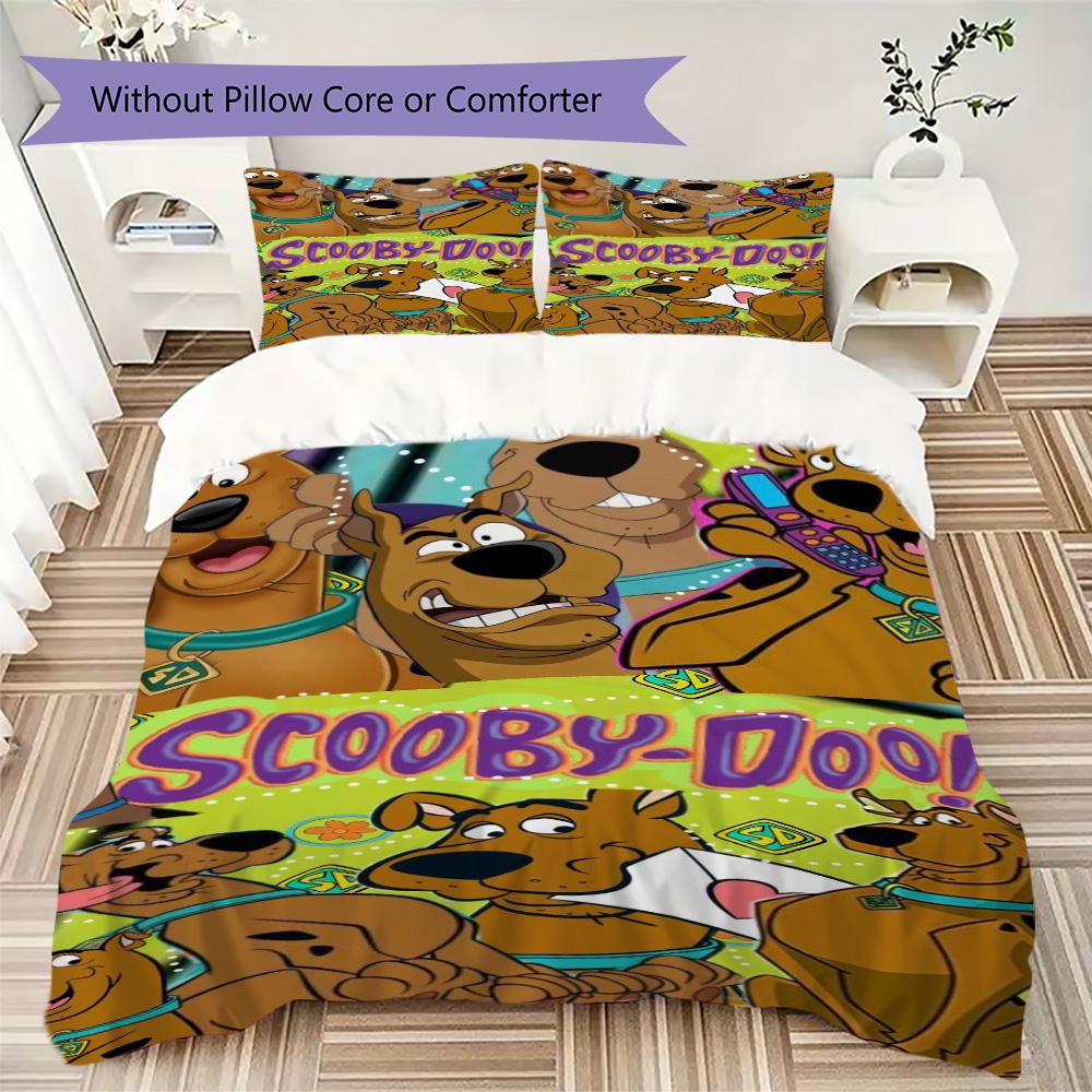 Scooby-Doo Pattern Bedding,Quilt Set Quilt Cover Pillowcase Home Birthday Gift (1*duvet cover+2*pillowcase,without core)ZSJT0917296