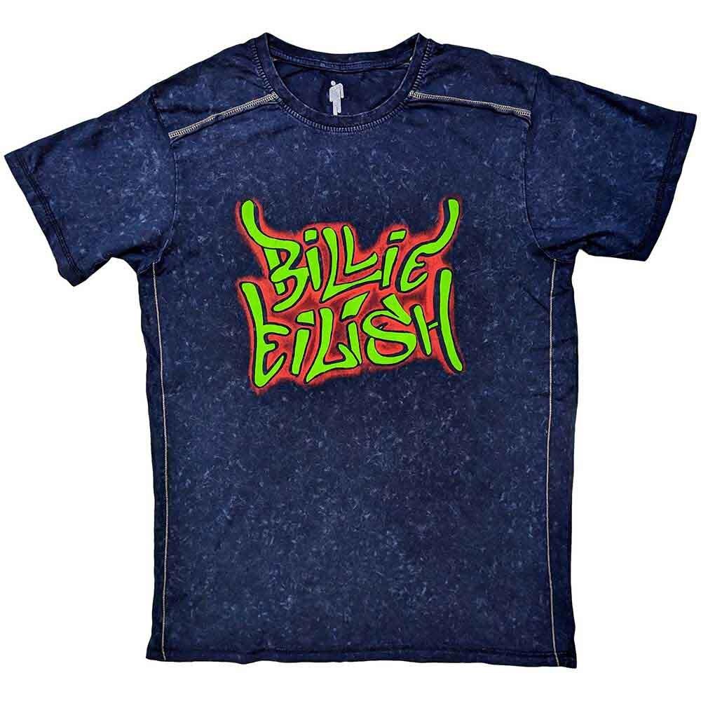 Blue Snow Wash Billie Eilish Graffiti Official Men s T-Shirt- XXXL