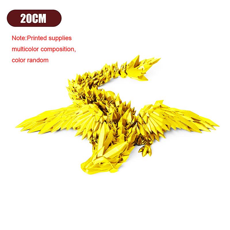 

3D Printed Feilong Living Room Ornaments Multi-Jointed Movable Dragon With Wings Tabletop Home Decoration золотой