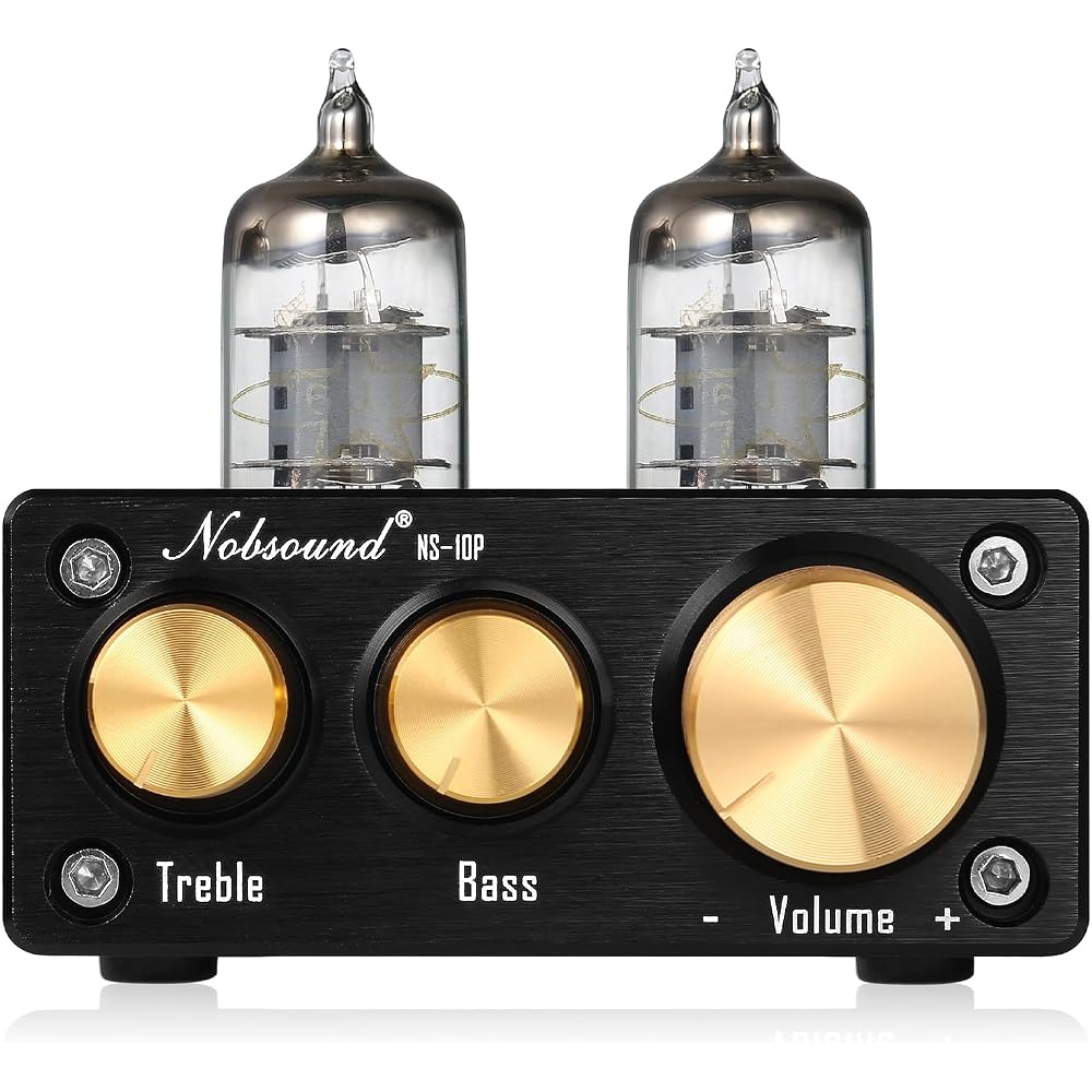 Nobsound NS-10P Mini Röhrenvorverstärker Hi-Fi AUX Line Vorverstärker mit Bass-Höhen-Regelung