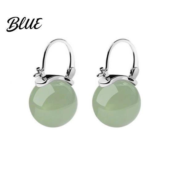 Buckle Earrings 1 Pair Women Drop Glass Bead Polished Copper