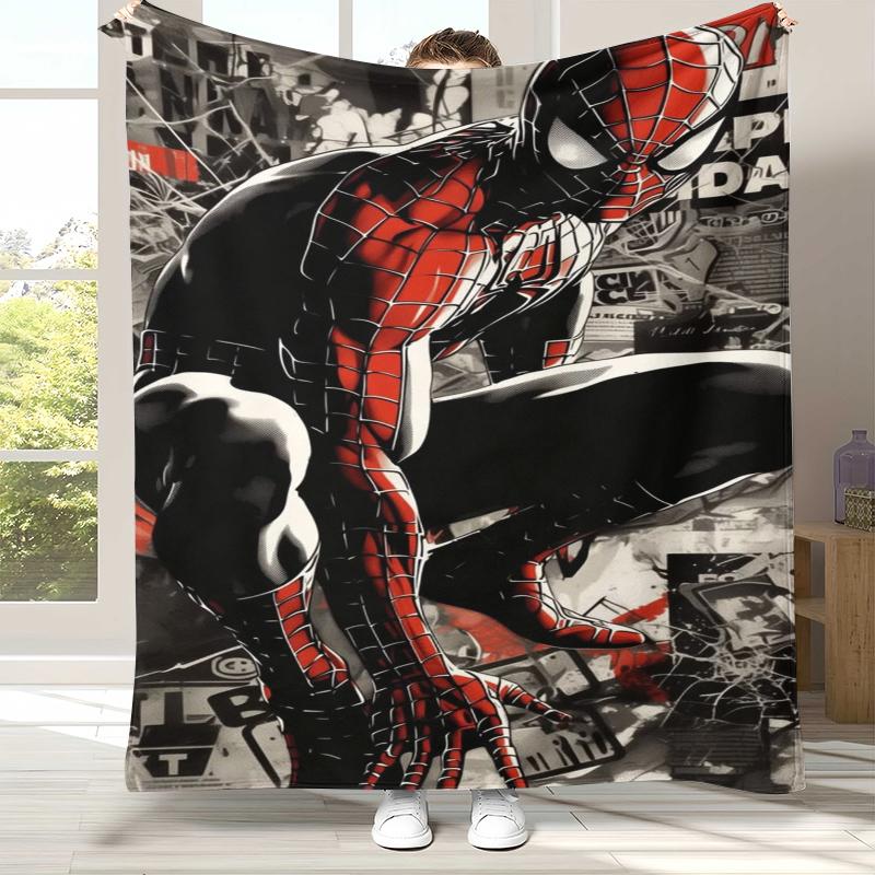 Marvel Avengers Spider Man Cartoon Flannel Blanket,Ultra Soft Warm Plush Throw for Home Bedroom Bed Sofa Cover Office Picnic
