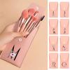 Pink Makeup Brushes Set Soft Synthetic Hair Portable Powder Eyeshadow Brushes For Daily Use Flower And Black Pattern