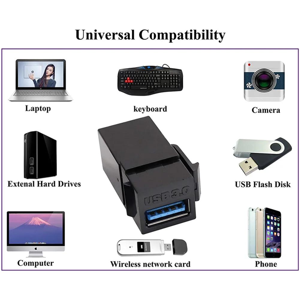 USB 3.0 Keystone Jack Inserts Connect Equipment with USB Port Snap-in Connector Socket Adapter Port for Wall Plate Outlet Panel