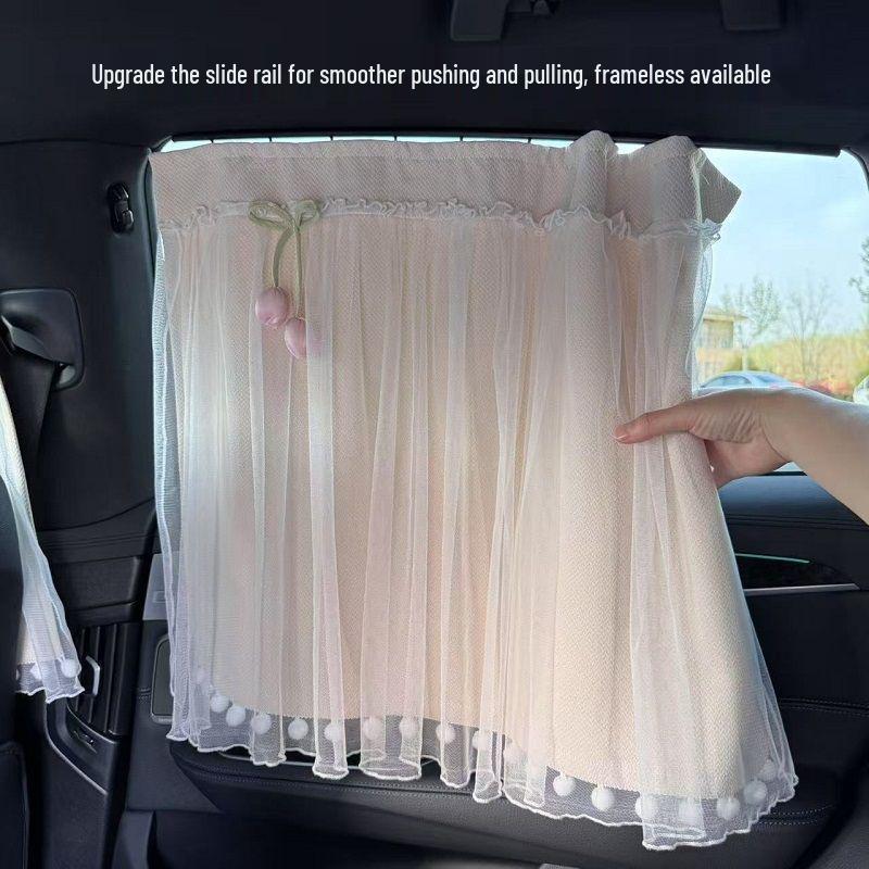 Princess Style Blackout Sliding Car Curtains - Sun Protection & Privacy for Baby
