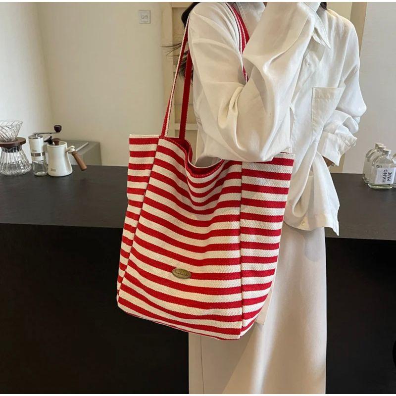 

Сумки, о которых спрашивали N раз! Ранний Восемь Тонг Цинь Холщовая Сумка Женская Большая Вместимость Полосатая Сумка-Тоут Класс Плечевая Сумка для Покупок Red