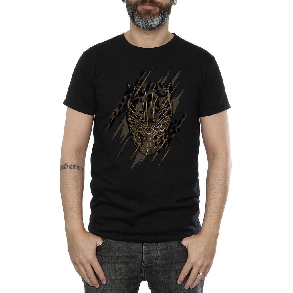 Marvel Mens Black Panther Gold Head T-Shirt