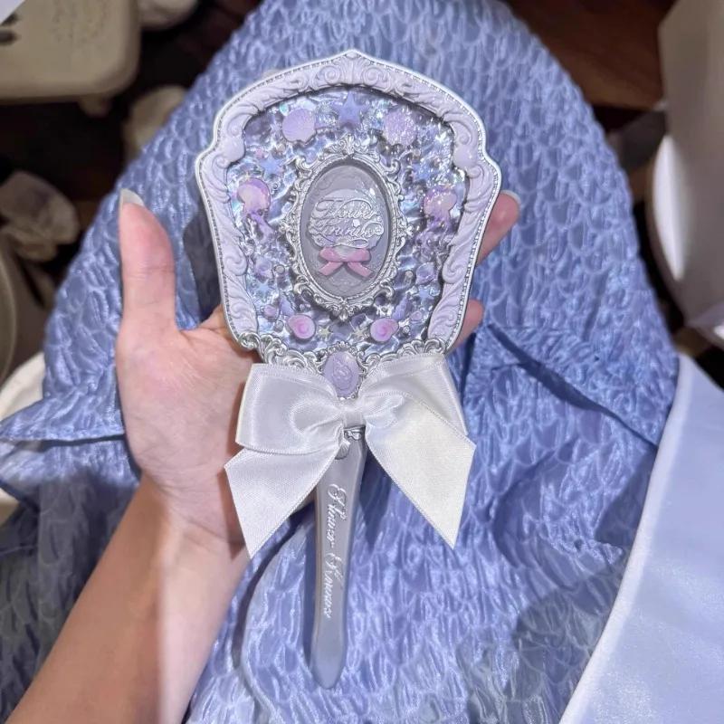 Flowerknows Makeup Shell a Mano Collezione Perla Specchietti per Trucco Alta Bellezza Specchio Portatile a Mano