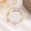 Elegant Four-Leaf Clover Jewelry Set: Bracelet, Necklace, and Earrings