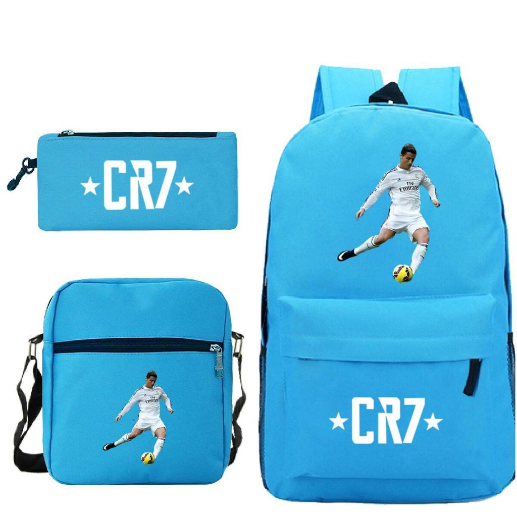 Large Capacity Schoolbag with Shoulder Strap; Student Three-piece Pencil Case Set