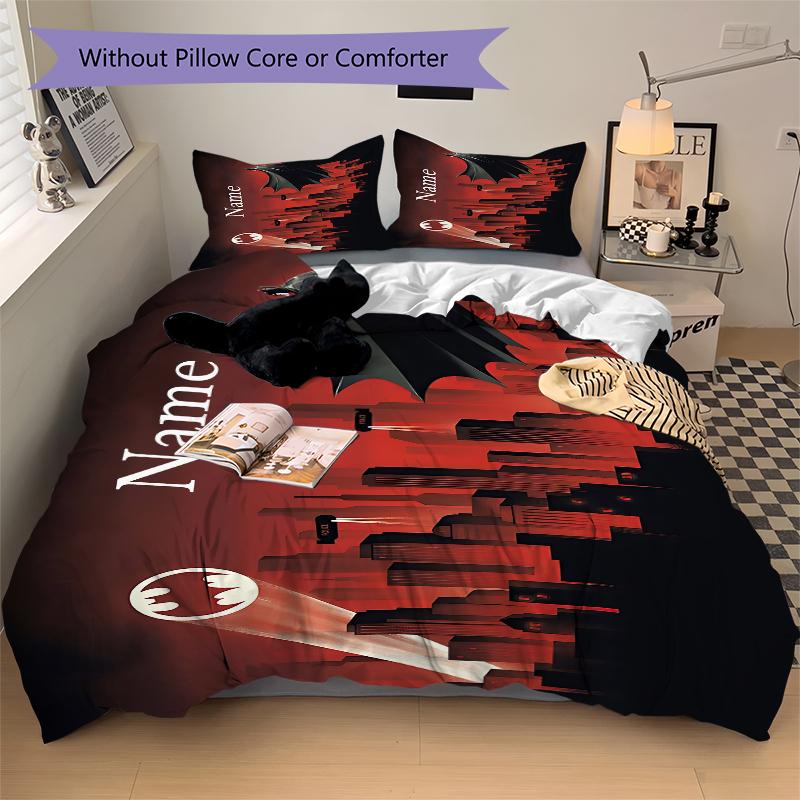 Custom Textile Batman Bedding 3 Piece Set HD Print Duvet Cover Pillowcases for Teens Adult Bedroom Decoration
